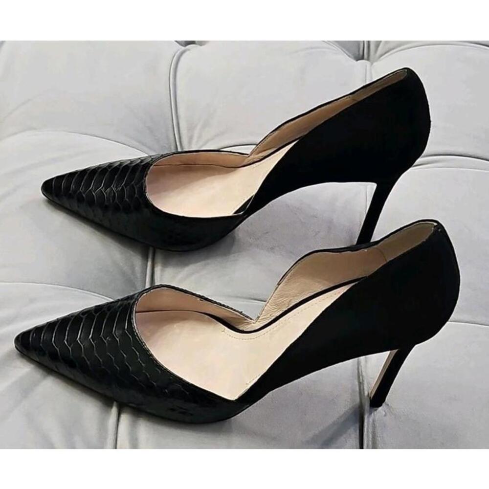 Louise et Cie Black Reptile Suede Heels Womens Shoes 11